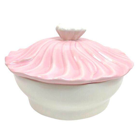 California Pottery USA Pink Serving Bowl Soup Tureen w Lid Casserole Dish # 367 - Picture 1 of 8